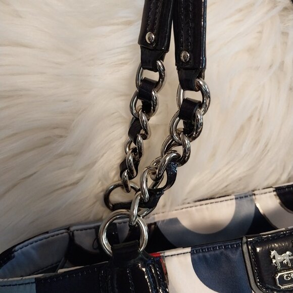 3695 Large Red, White & Blue Coach Tote Bag In Excellent Shape. - Picture 4 of 14